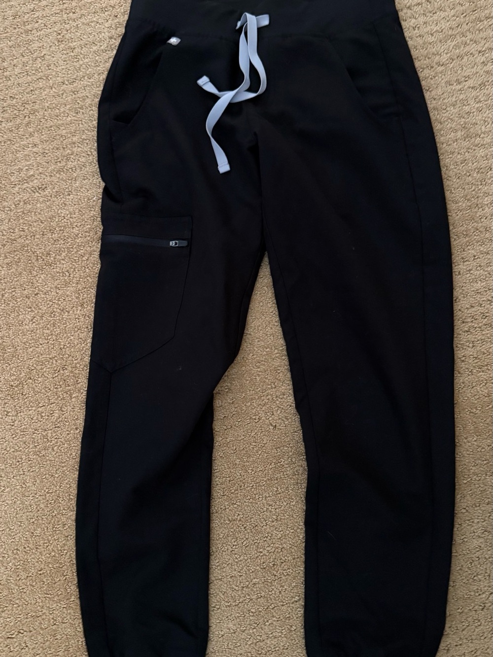 Figs Black Joggers with Light Gray Drawstring